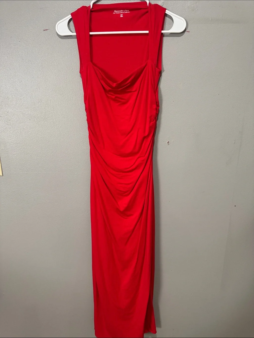 Abercrombie & Fitch Vibrant Red Sleeveless Draped Maxi Dress
